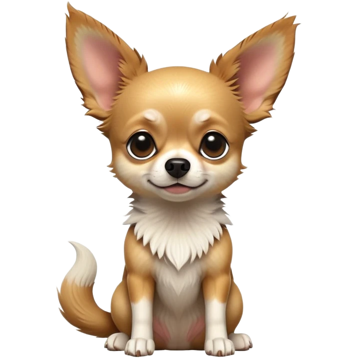 cinematic-[chihuahua dog]-realistic-full-body-sitting-emoji,-tail-resting-loosely-beside-its-paws,-head-tilted-dramatically,-scruffy-[black and tan and white]-fur,-simplified-yet-realistic-focused-features,-highly-detailed,-glowing-with-an-almost-sarcastic-glow emoji