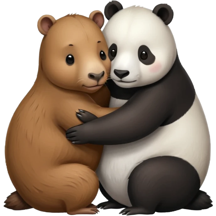 Capybara qui font un câlin avec un panda emoji