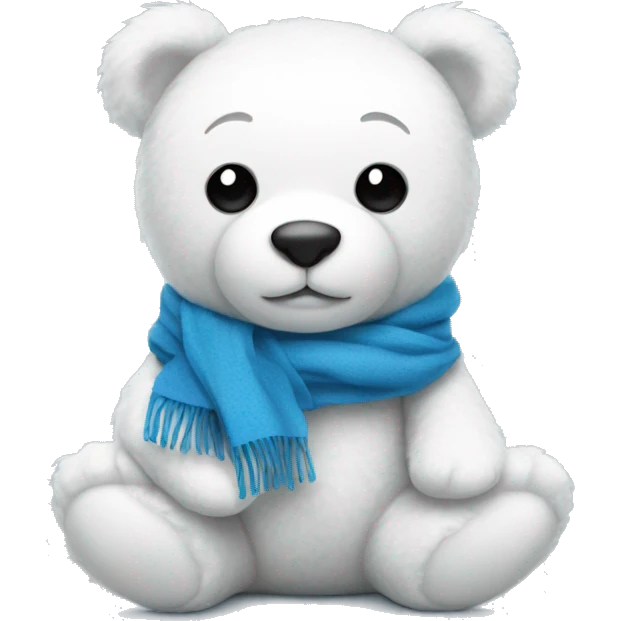 white teddy bear with a blue scarf emoji