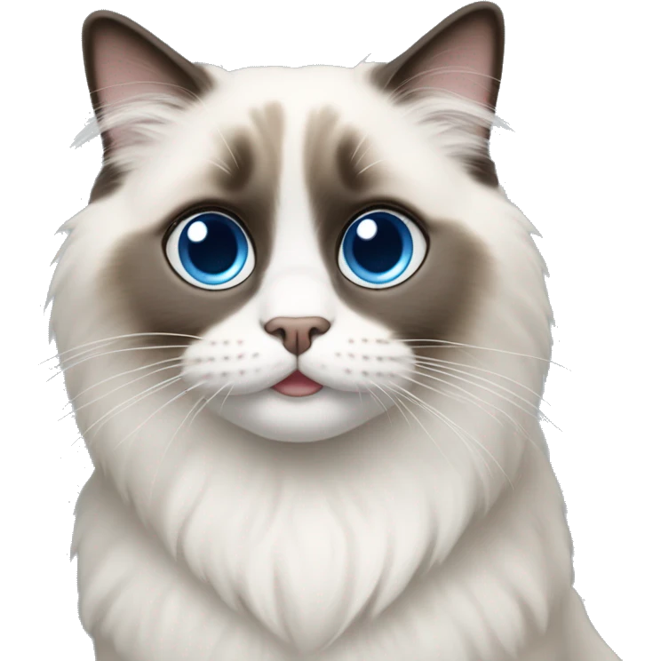 A happy ragdoll that with big blue eyes  emoji