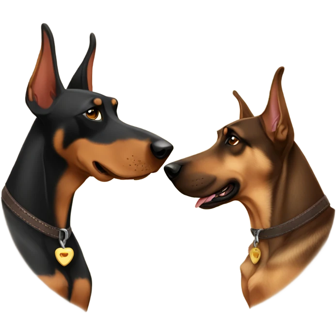 Brown Doberman and German Shepard saying good morning emoji
