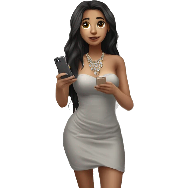 mirror selfie in black dress emoji