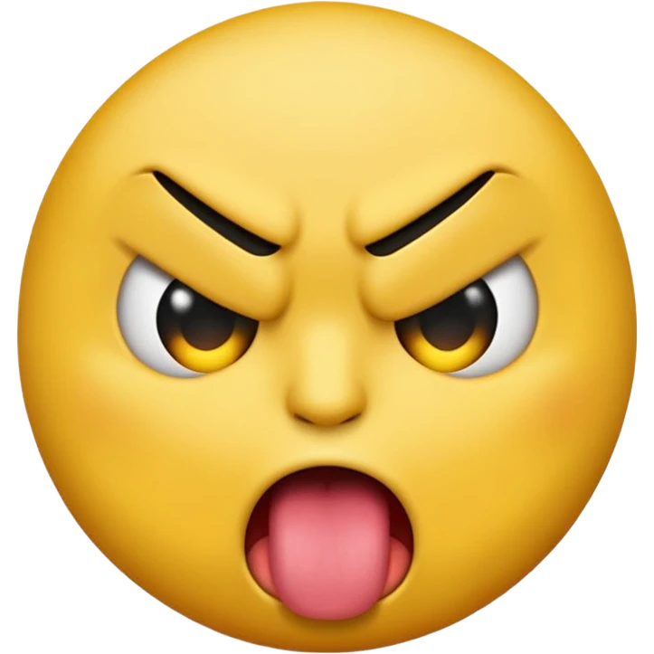 create a stadard yellow emoji sticking their tongue out angrily emoji