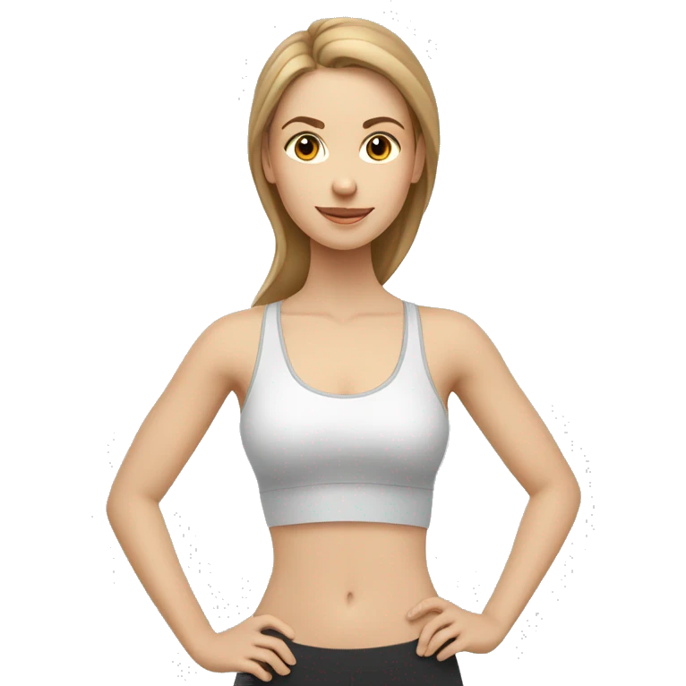 White beauty girl with light brown hair doing Pilates  emoji