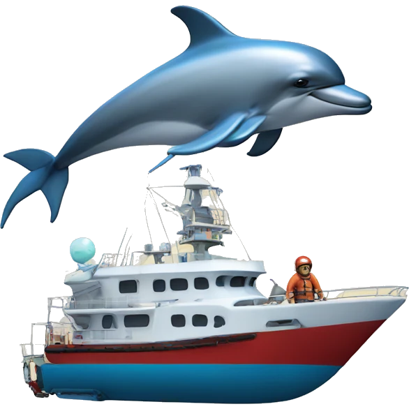 half dolphin on the end and rocket on the rig emoji
