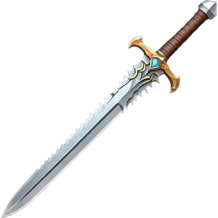 barbarian sword object icon, large heavy sword, rough steel blade, leather wrapped handle, battle-worn scratches, fantasy style, 3D cartoon, mobile game icon style, centered, clean background, soft shadow, no text, no watermark

 emoji