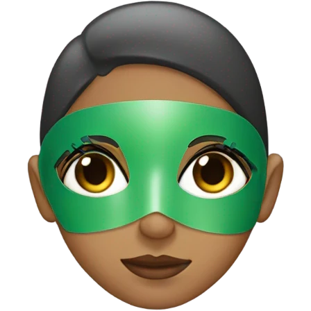 Girl with long lashes, green facemask emoji