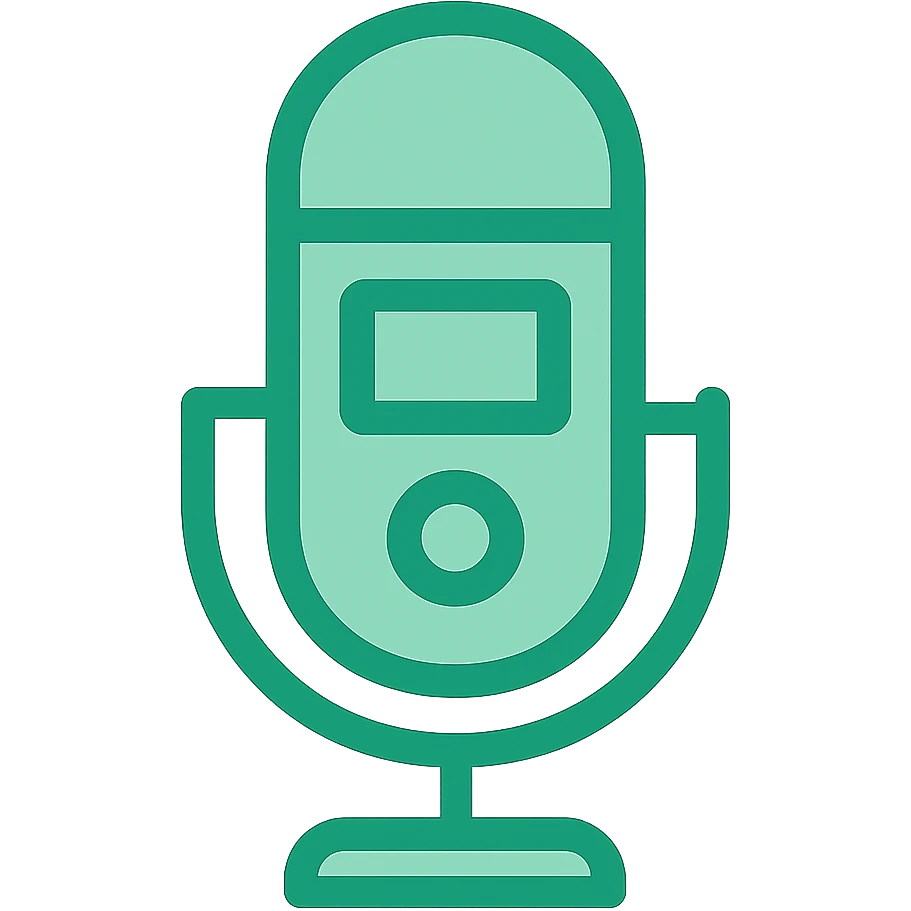 microphone recorder, green color, flat icon style emoji