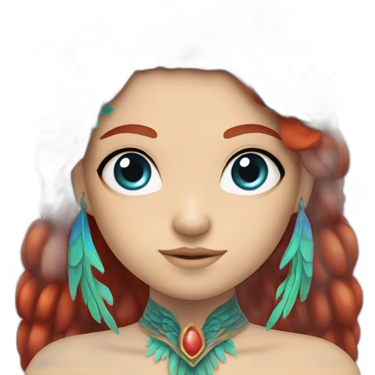 quetzalcuoatl red head, blue eye, white skin girl emoji