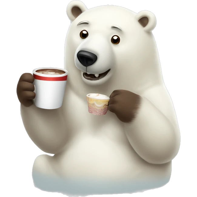 Polar bear drinking hot choclate emoji