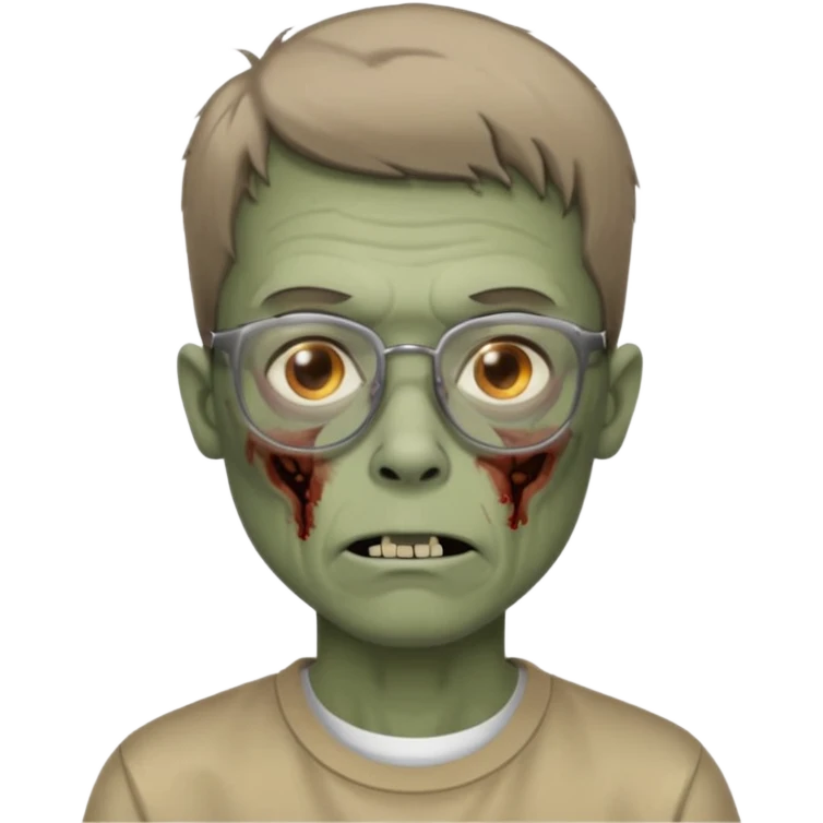 zumbi masculino, óculos fino, cabelo baixo emoji