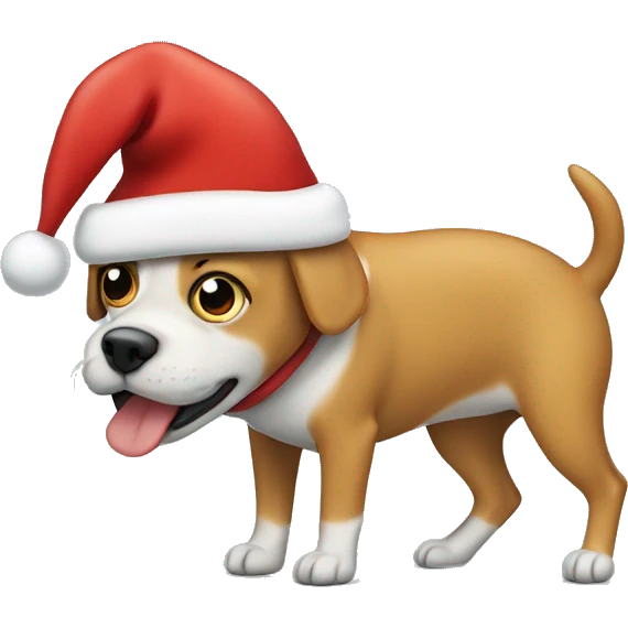 Dog farting with Santa hat emoji