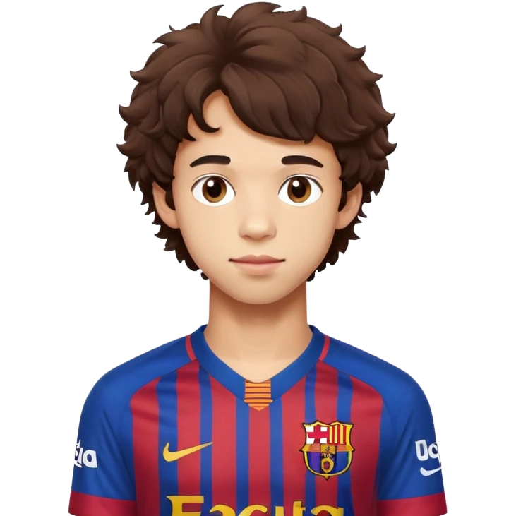 Joao Felix wearing a club barça jersey with brown fluffy hair emoji