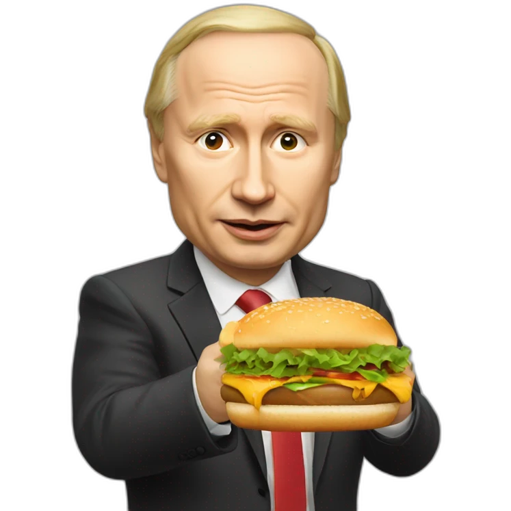 Vladimir Poutine eat hamburger emoji