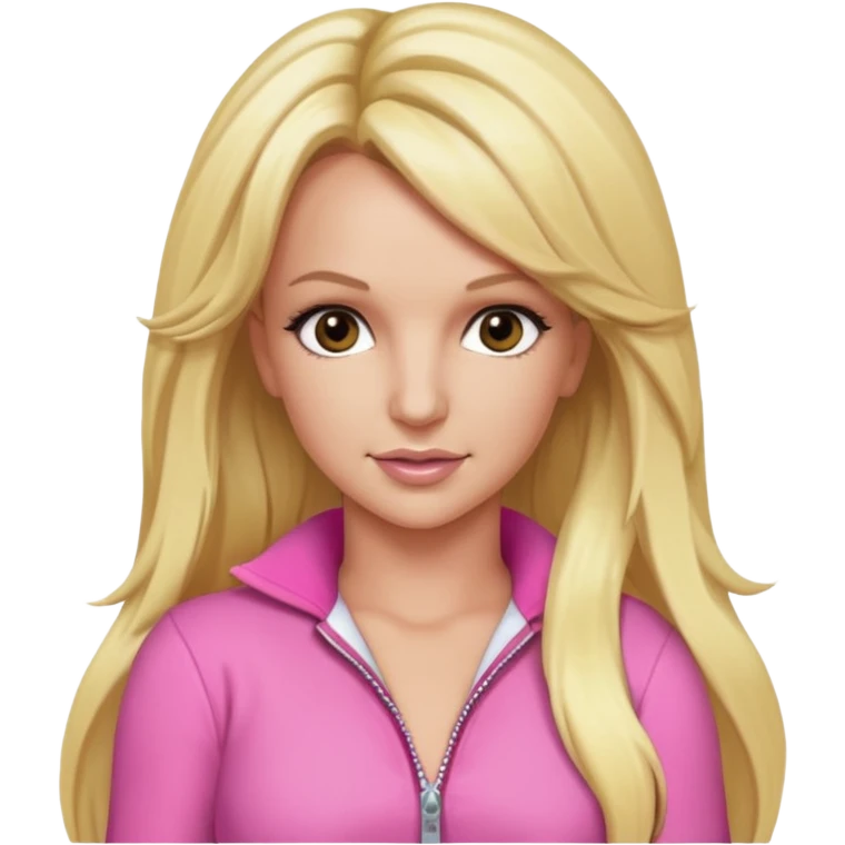 Britney Spears long blonde hair, pink outfit emoji