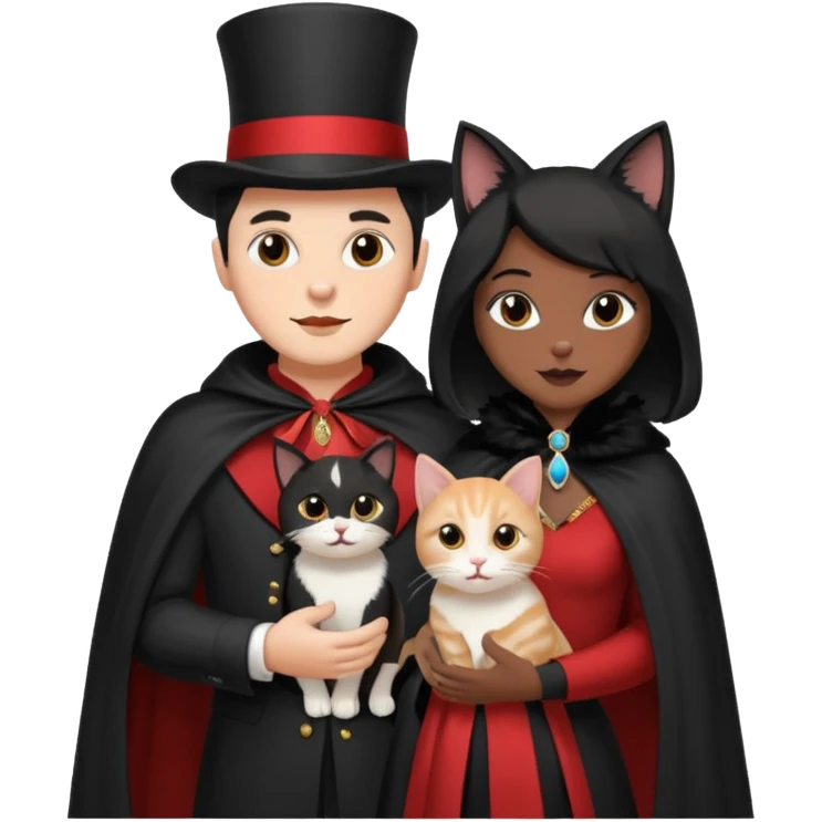 magician couple and their pet cat emoji