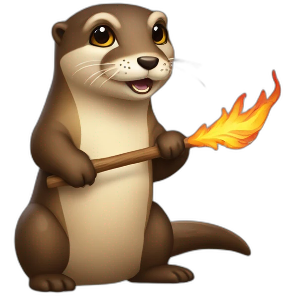 Une loutre avec un Lance flamme emoji