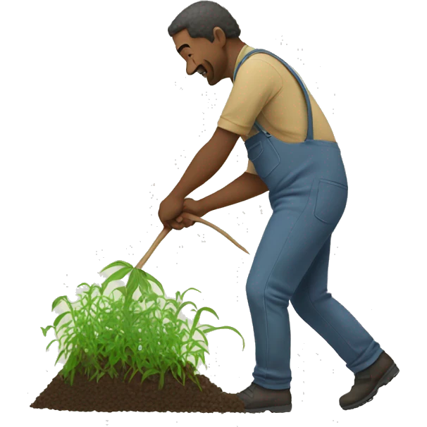 Man pulling weeds emoji