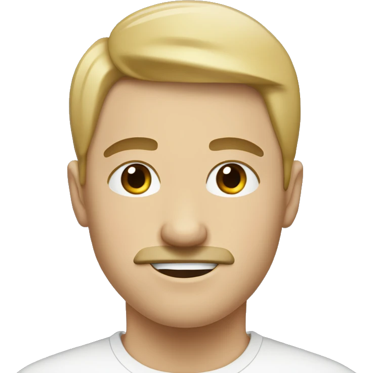 White kid with a short black mustache and a a side part the hair must be black emoji