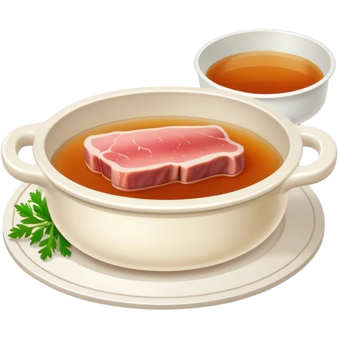 Simple boiled meat dish with bone broth. emoji