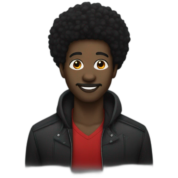 Black man with red lips and black Afro emoji