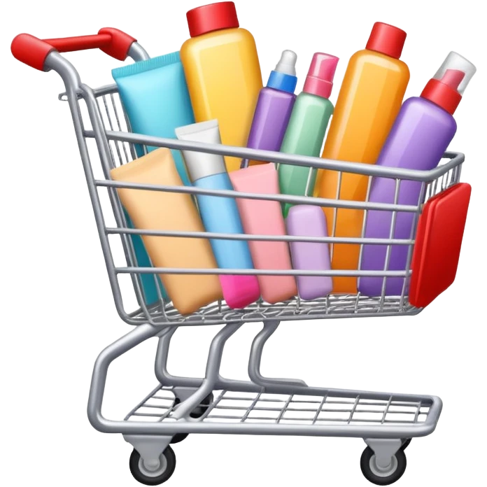 shopping cart full of beauty products emoji