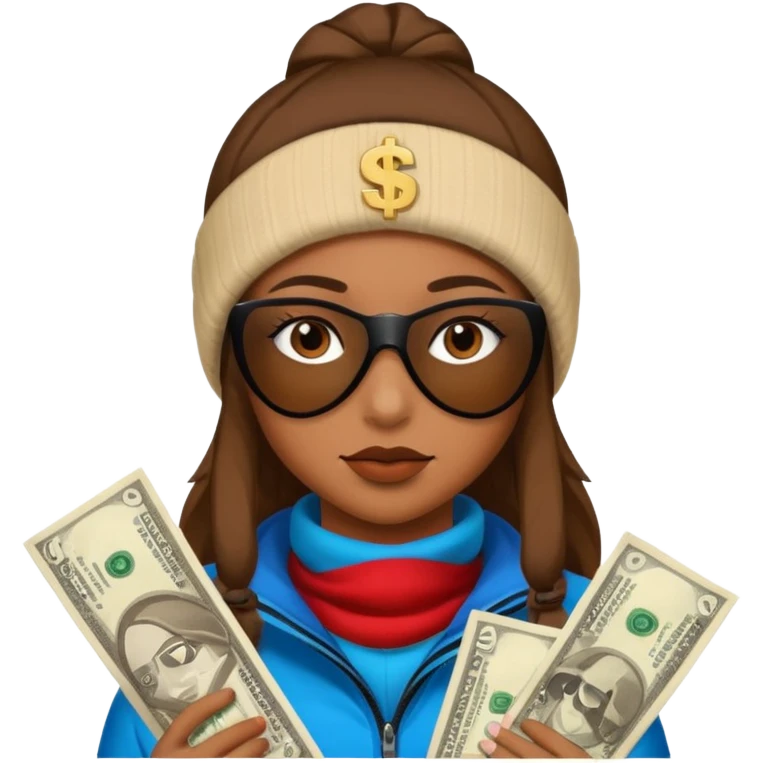brown girl wit money and ski mask emoji