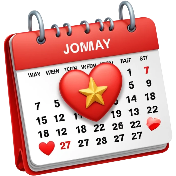 calendar with a heart or star, special weekend plans emoji