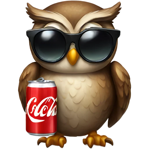 owl with sunglasses and a can of coke emoji