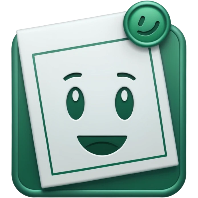 white documents with dark green stamp and small details in the same color, minimalist, emoji style emoji