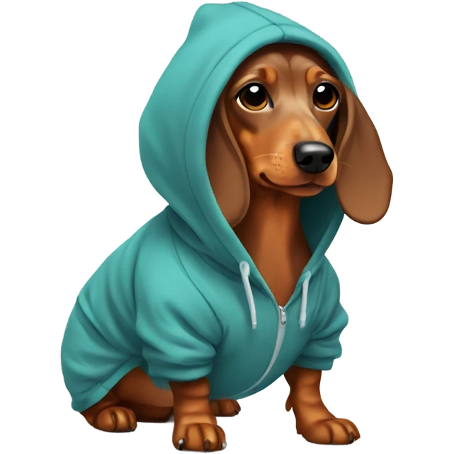 Dachshund wearing a hoodie emoji
