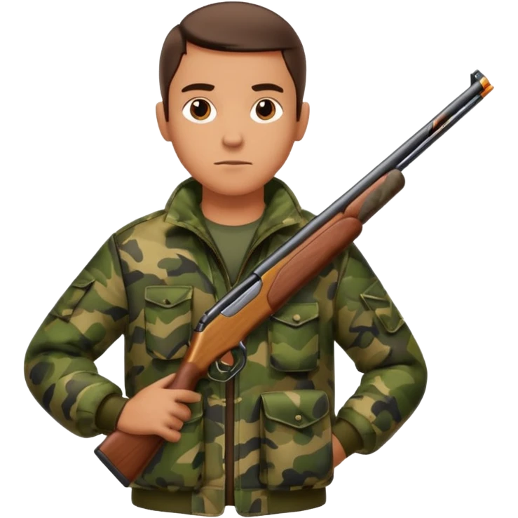 male hunter with a shotgun slung over shoulder, confident stance emoji