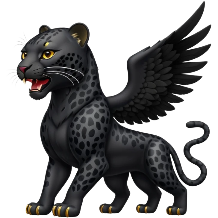winged black leopard roaring emoji