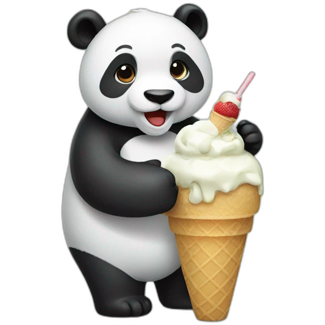 Panda eating ice cream emoji