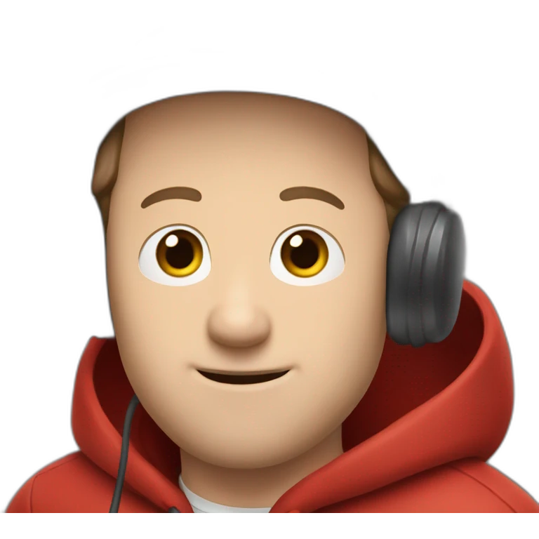 forty-something white man with brown hair, a red cap and a red hoodie holds a microphone emoji
