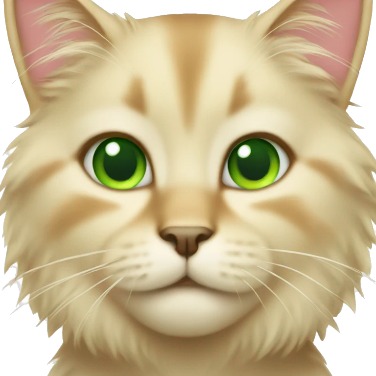 fluffy blonde cat with green eyes emoji