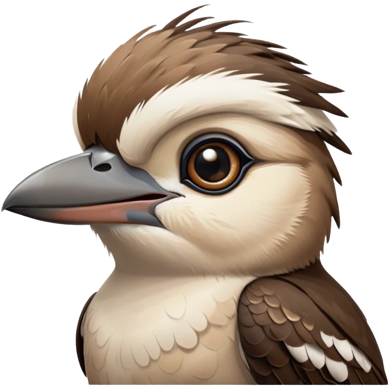 cinematic-cute-kookaburra-portrait-emoji,-head-tilted-playfully-and-inquisitively,-featuring-a-glossy-brown-plumage-with-subtle-cream-accents-and-a-perky,-expressive-beak,-round,-sparkling-large-eyes-filled-with-curious-mirth,-simplified-ye copy 2 emoji