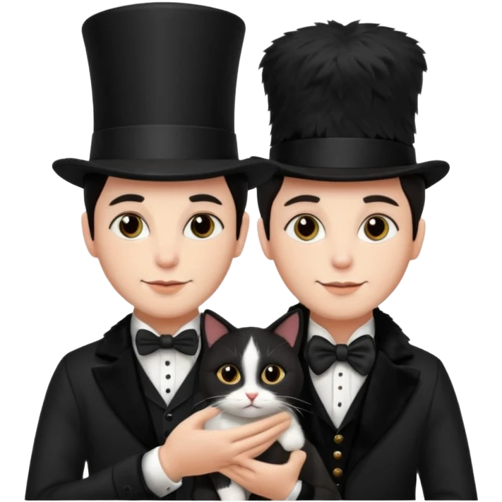 magician couple and their pet cat emoji