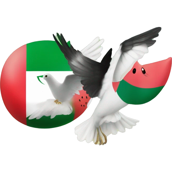 Palestine flag with doves and a watermelon emoji