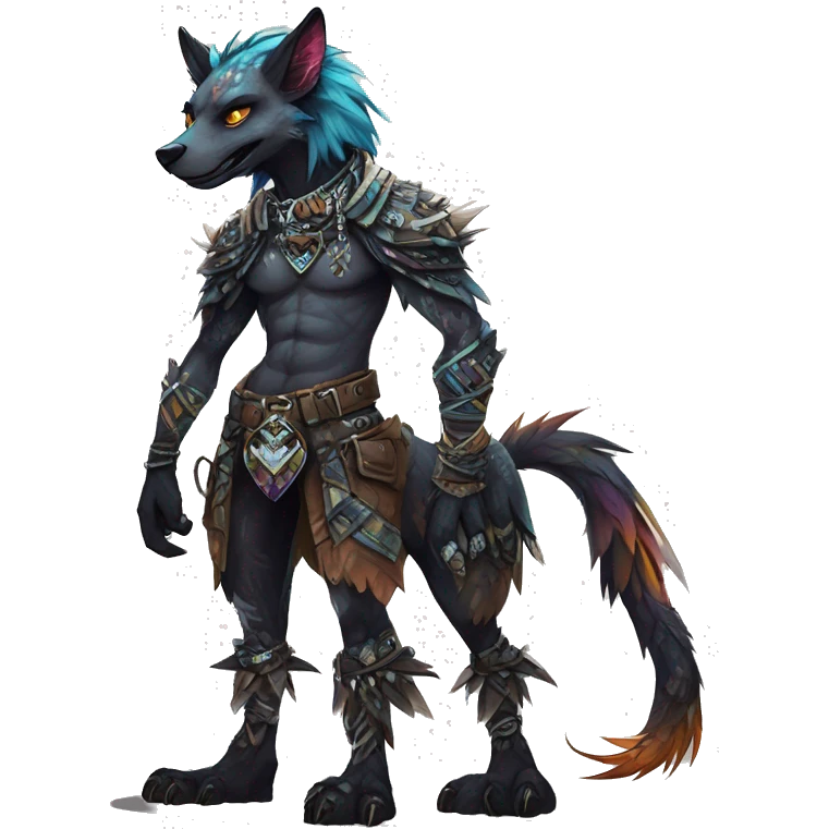 cool edgy fantasy animal fursona creature by griffsnuff & LiLaiRa & Falvie with badass colors with patterns and a spiked collar full body emoji