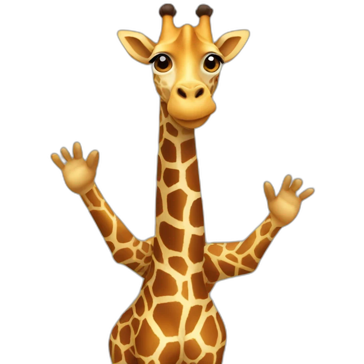 a giraffe with hands up emoji