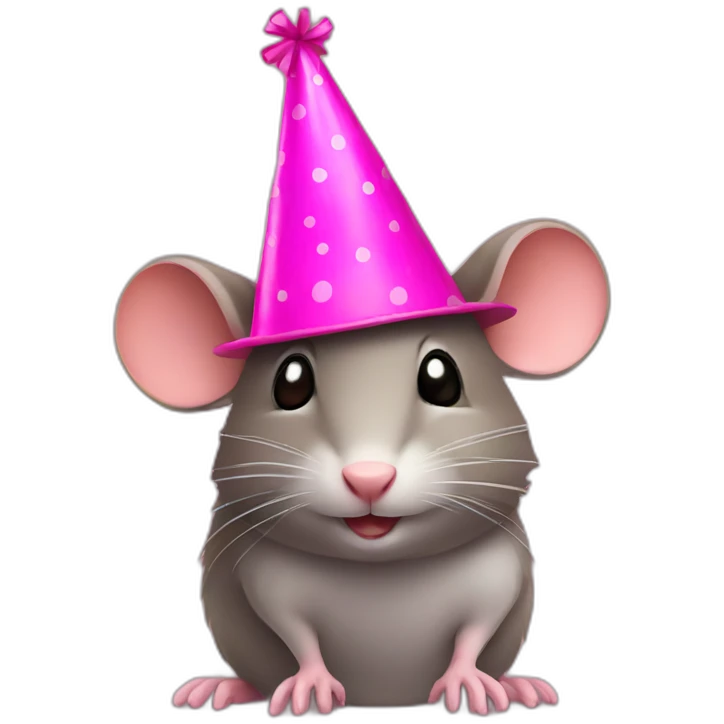 Wood rat with pink party hat emoji