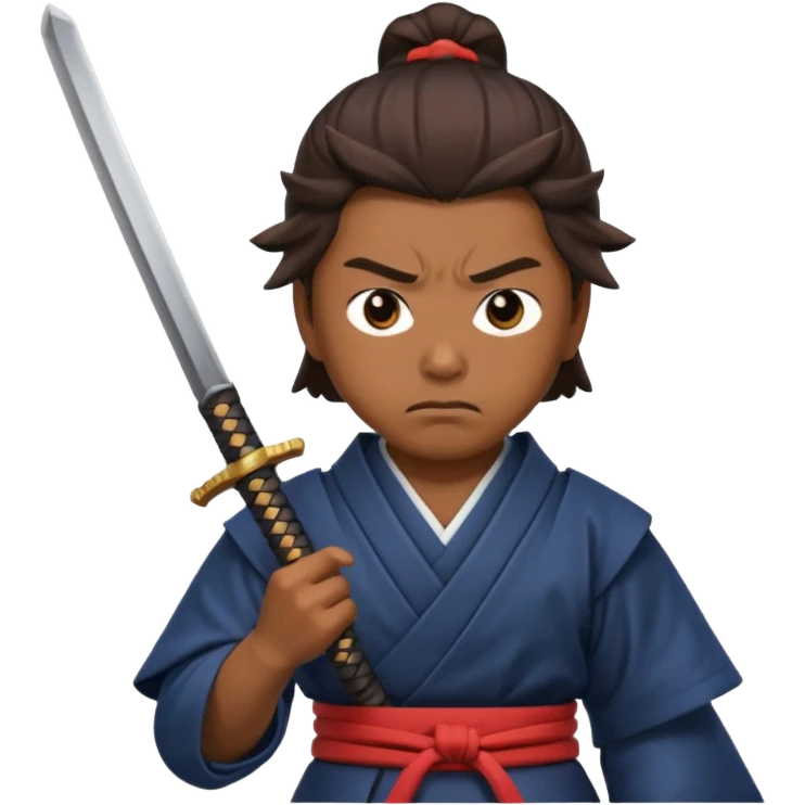 Samurai with brown skin and samurai sword emoji