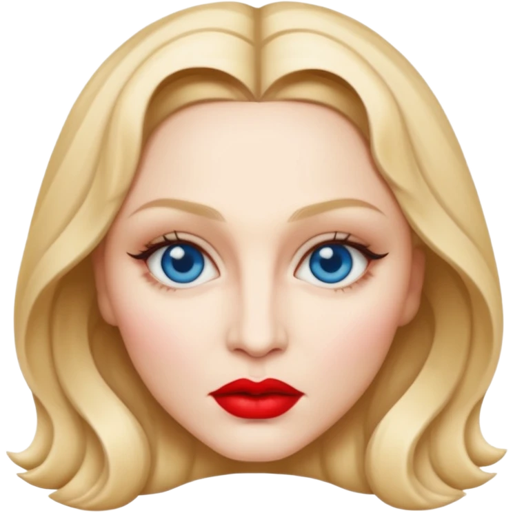 Madonna with blue eyes, red lip emoji