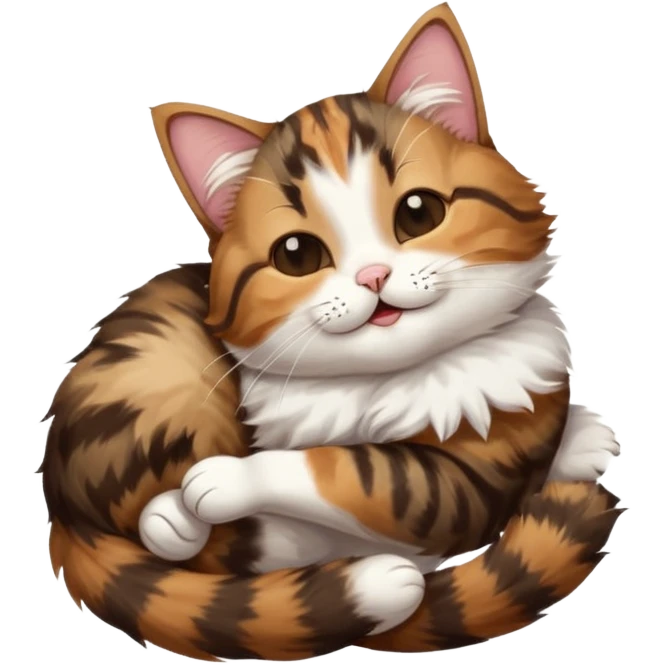 dark brown tabby and white cat in funny positions upside down with eyes closed emoji