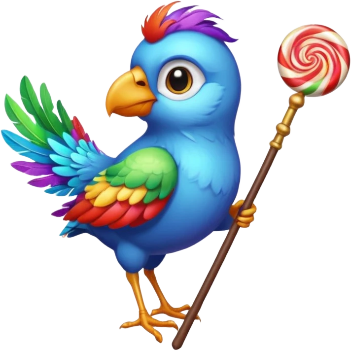 A bird with a magic candy staff emoji