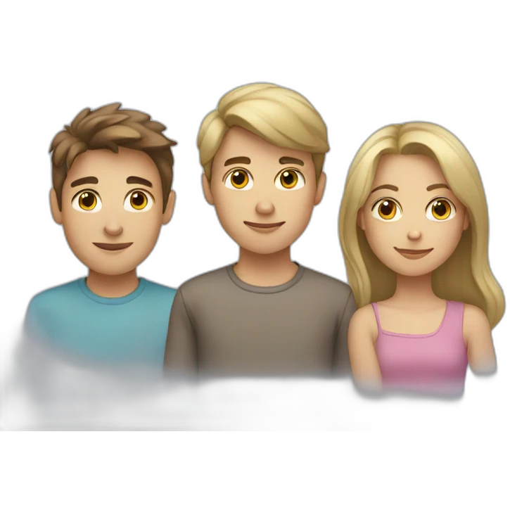 Blonde boy, brown haired boy, and girl with brown hair emoji