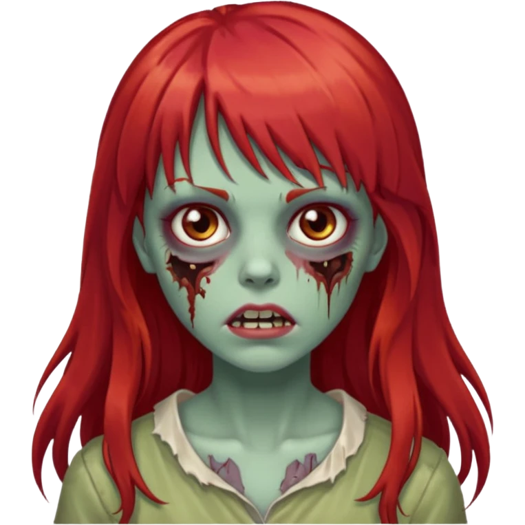 zombie girl with long red hair and bangs and brown eyes  emoji