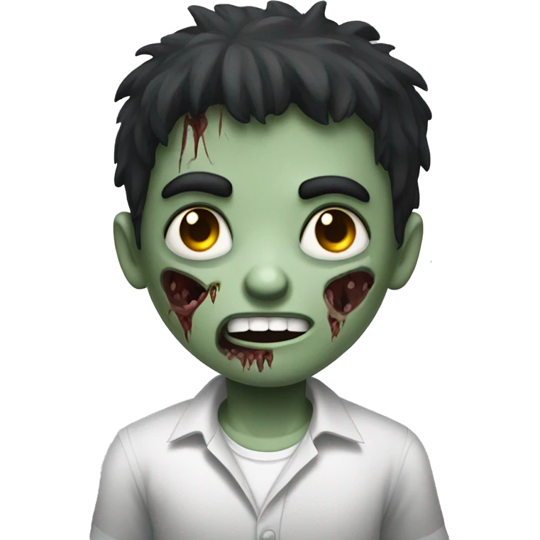 scares boy zombie with dark hair and white shirt emoji