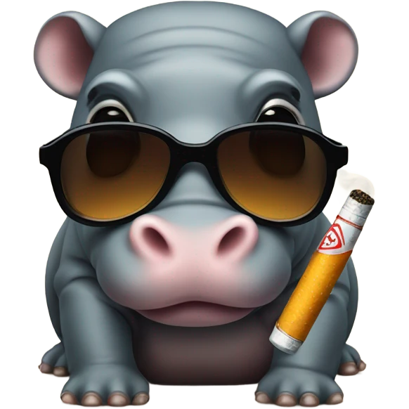 Pygmy hippo with cig and shades emoji
